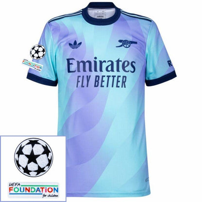 Arsenal Third Fan Jersey 2024/25 Patches UCL UEFA Foundation (Official Printing)