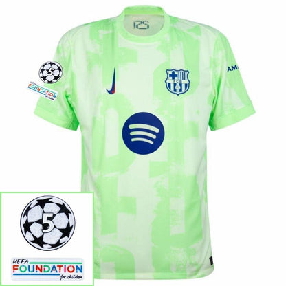Barcelona Lewandowski 9 Third 2024/25 Patches UCL UEFA Foundation (Official Printing)