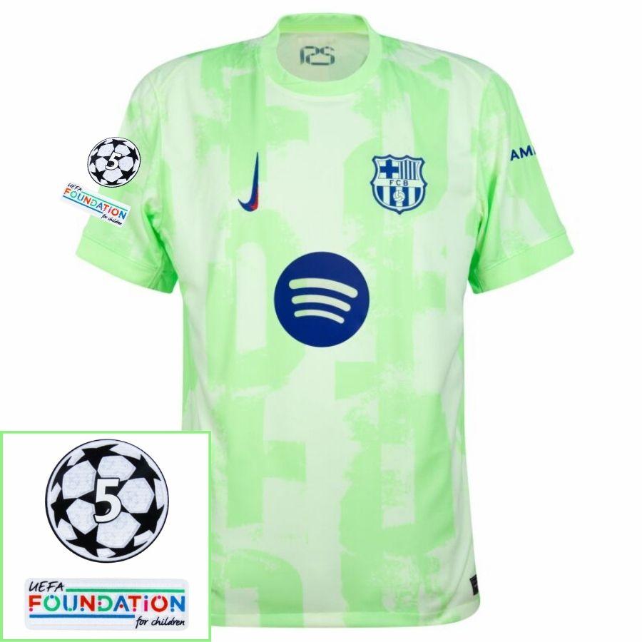 Barcelona Lewandowski 9 Third 2024/25 Patches UCL UEFA Foundation (Official Printing)