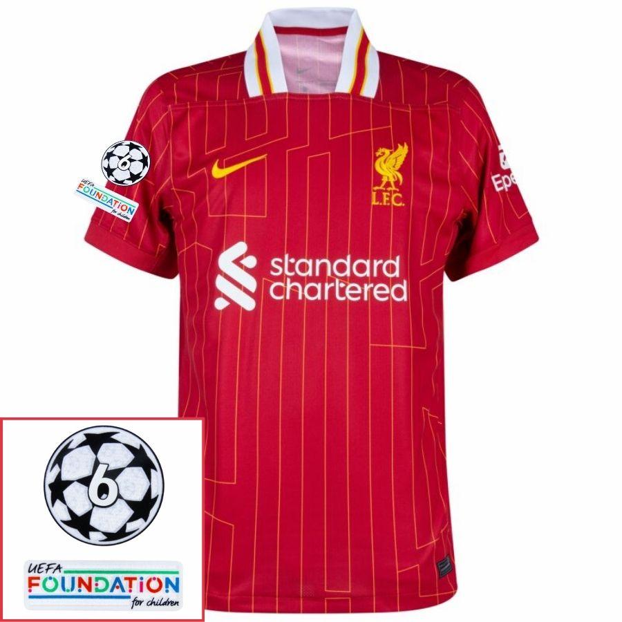 Liverpool Mohamed Salah 11 Home 2024/25 Patches UCL UEFA Foundation (Official Printing)