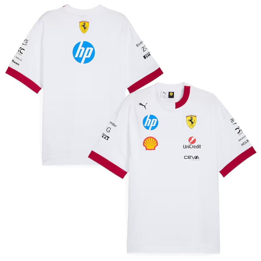 Scuderia Ferrari 2025 Team Oversized T-Shirt - White Formula 1 F1 Formula One