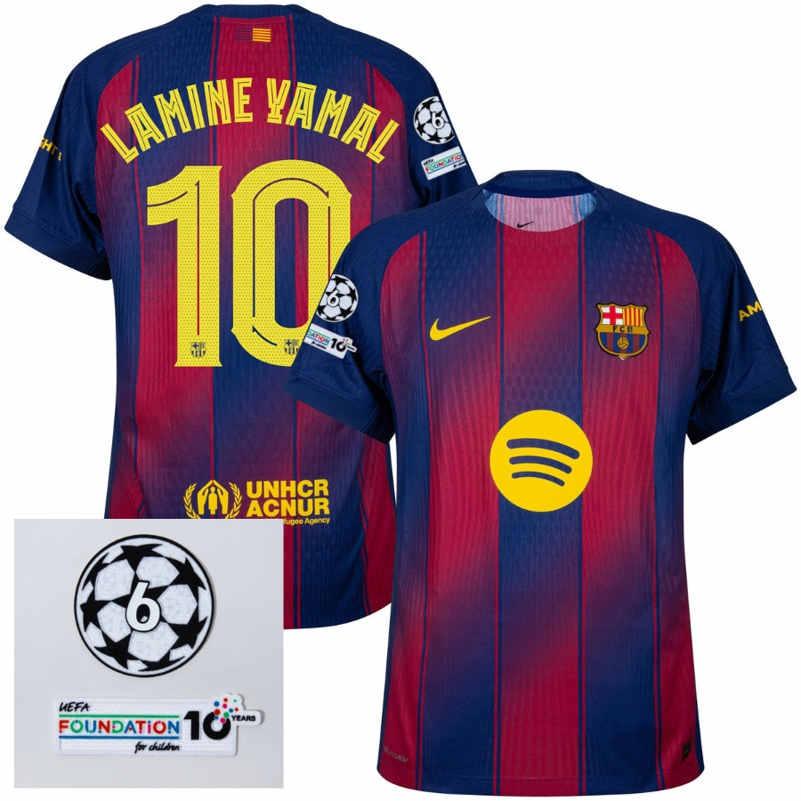 Barcelona Lamine Yamal 10 Home Authentic Player 2025/26 Dri-Fit ADV Match - Patchs UCL Uefa